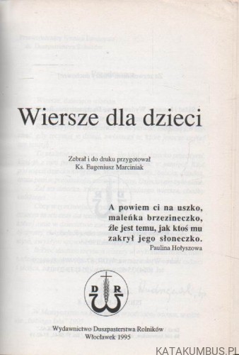 Wiersze dla dzieci. ks. EUGENIUSZ MARCINIAK