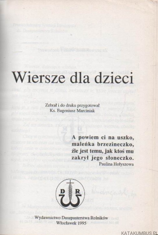 Wiersze dla dzieci. ks. EUGENIUSZ MARCINIAK