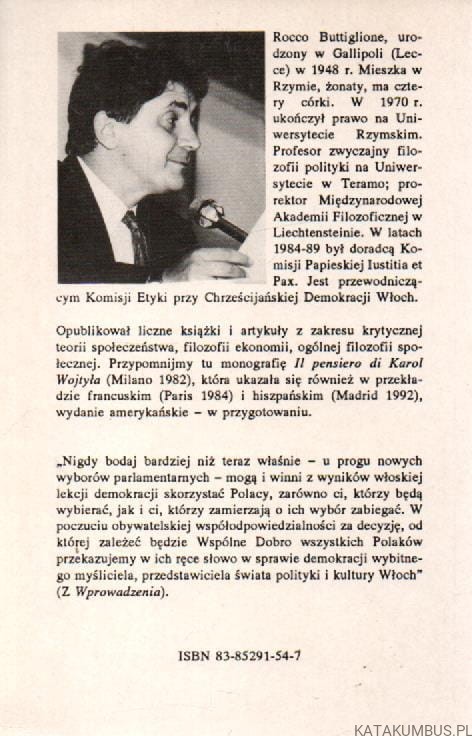 Chrześcijanie a demokracja. ROCCO BUTTIGLIONE