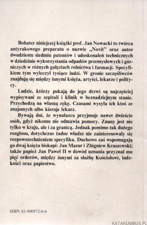Zwycięstwo nad rakiem. O profesorze Janie Nowackim. MARIUSZ GOŁASZEWSKI