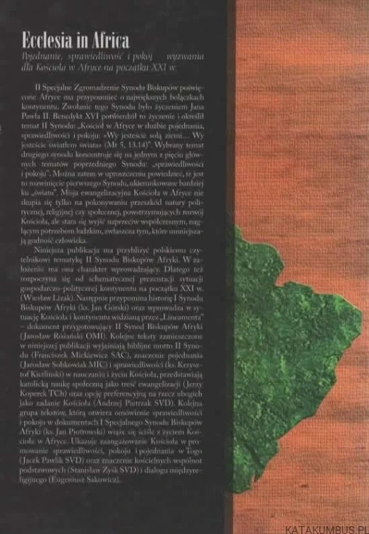 Ecclesia in Africa-pojednanie, sprawiedliwość i pokój. PRACA ZBIOROWA