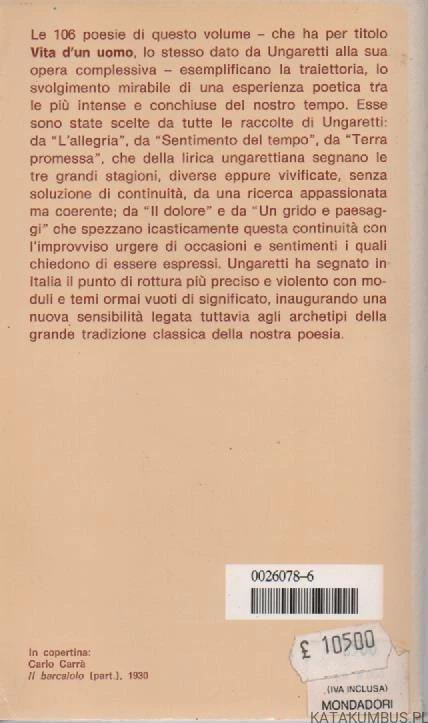 Vita d'un uomo. (j. włoski). GIUSEPPE UNGARETTI