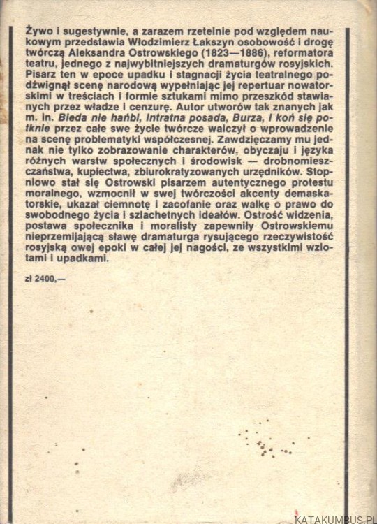 Ludzie żywi. ALEKSANDER OSTROWSKI, WŁODZIMIERZ ŁAKSZYN