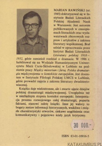 Dramaturgia polska 1918-1939. MARIAN RAWIŃSKI