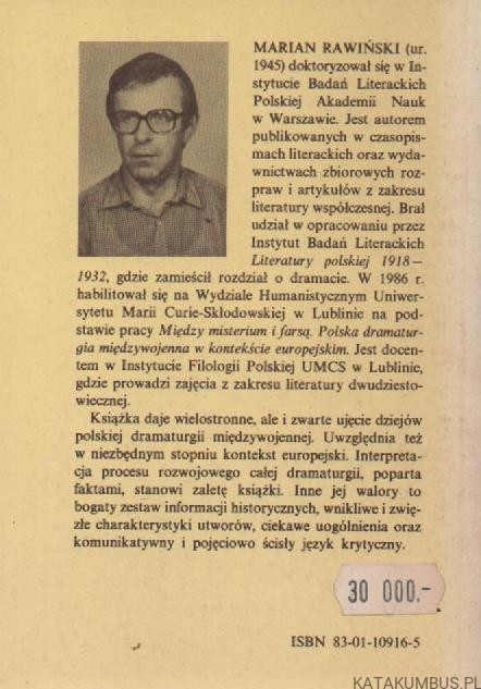 Dramaturgia polska 1918-1939. MARIAN RAWIŃSKI