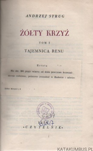 Żółty krzyż. Tom I. JERZY STRUG