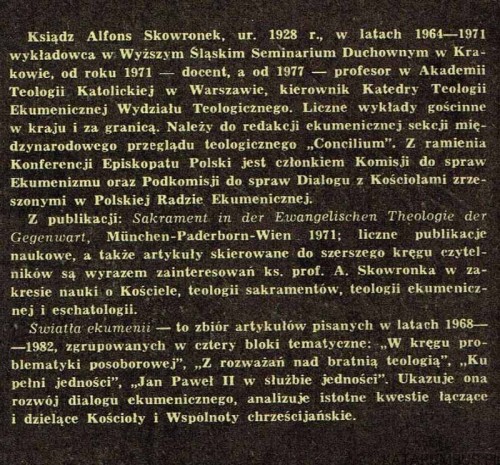 Światła ekumenii. Alfons Skowronek