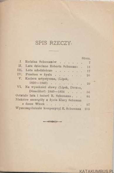Robert Schumann. Życiorys i charakterystyka. OPR. HENRYK BARTSCH (1894r.)