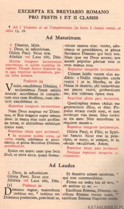 Excerpta Ex Breviario Romano Pro Festis I Et II Classis. PRACA ZBIOROWA. 1961r. (j. łaciński)