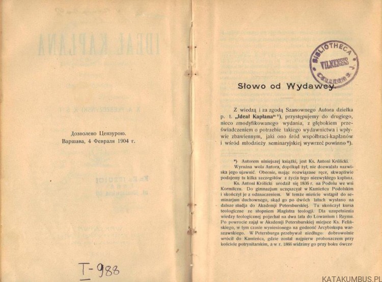 Ideał kapłana. ANTONI CYRYL KRÓLICKI (1904r.)