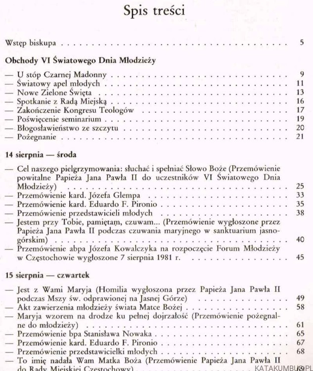 Spotkanie Jana Pawła II z młodzieżą świata na Jasnej Górze. red. Ks. dr. JAN GÓRNY