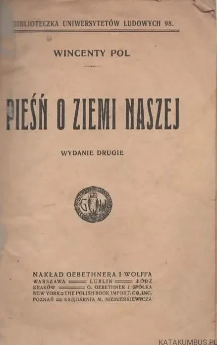 Pieśń o ziemi naszej. WINCENTY POL (1922 r.)