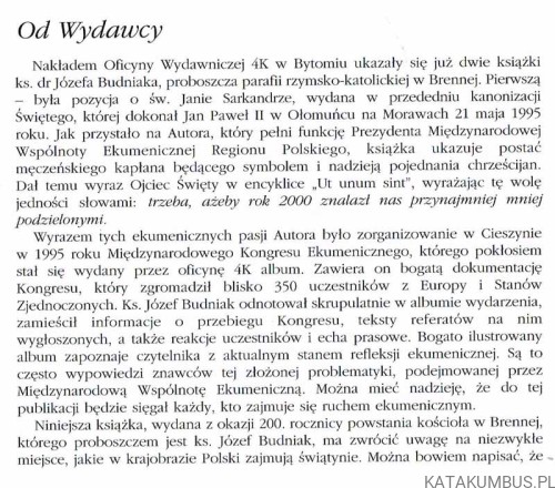 200 lat Kościoła w Brennej 1796-1996 / ks. Józef Brudniak