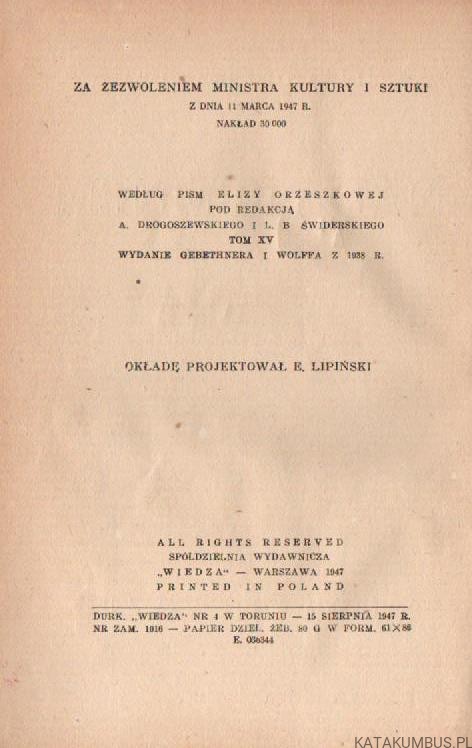 Nad Niemnem T. 3. ELIZA ORZESZKOWA .1947r.