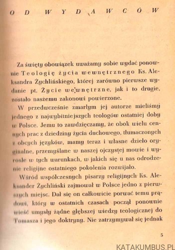 Teologia życia wewnętrznego / Ks. Dr Aleksander Żychliński