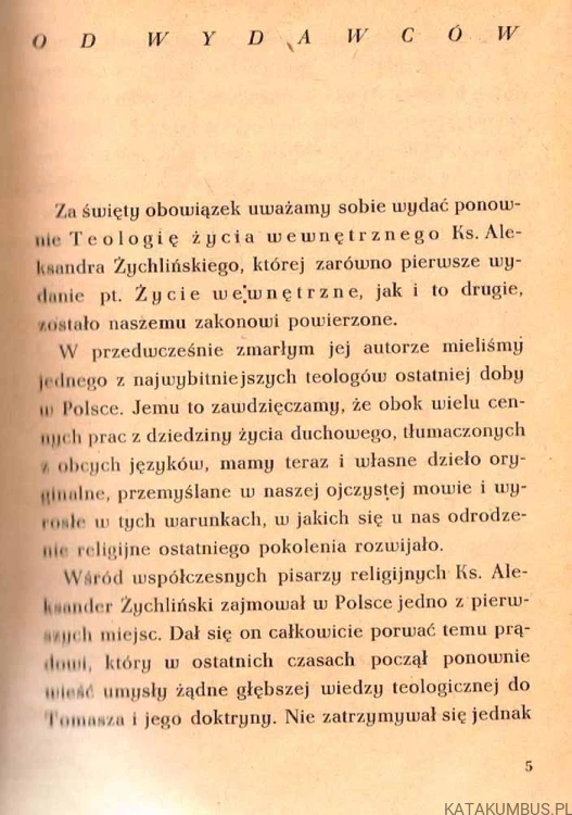 Teologia życia wewnętrznego / Ks. Dr Aleksander Żychliński
