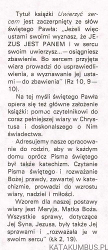 Uwierzyć sercem. Opracowanie katechizmowe