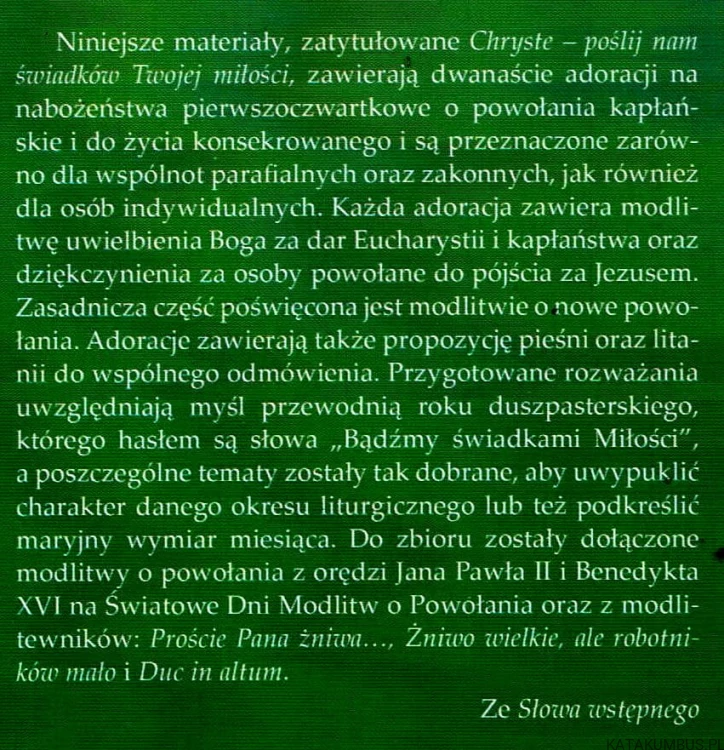 Chryste poślij nam świadków Twojej miłości. Adoracje