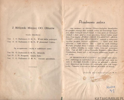 W płomieniach Cejlonu. O. PIOTR DUCHAUSSOIS OMN (1931 r.)