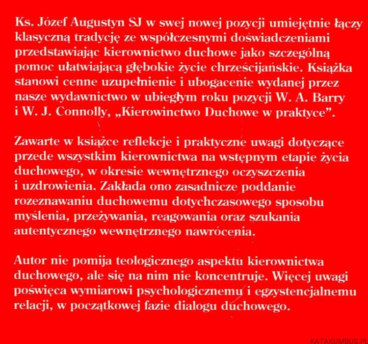 Praktyka kierownictwa duchowego. KS. JÓZEF AUGUSTYN SJ