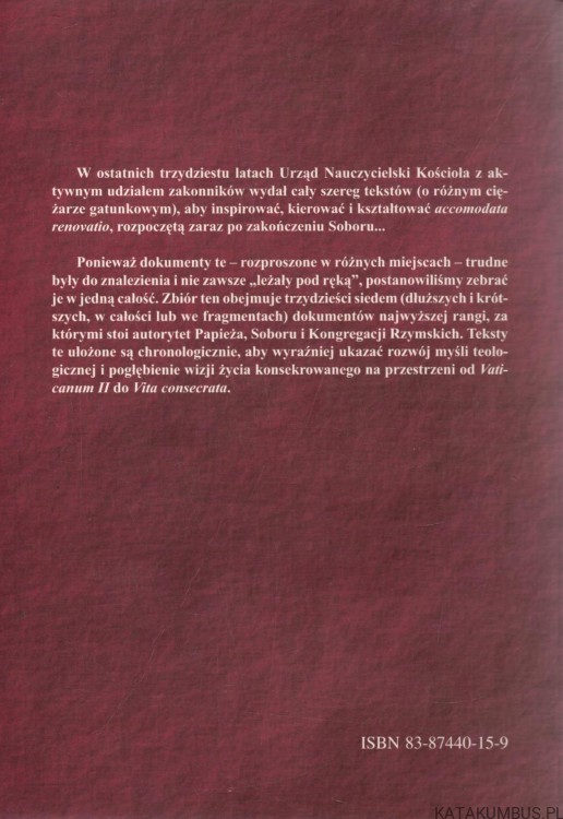 Życie konsekrowane w dokumentach Kościoła. PRACA ZBIOROWA