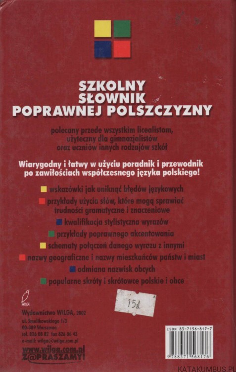 Szkolny słownik poprawnej polszczyzny. MAGDALENA DUŻYŃSKA-MARKOWSKA