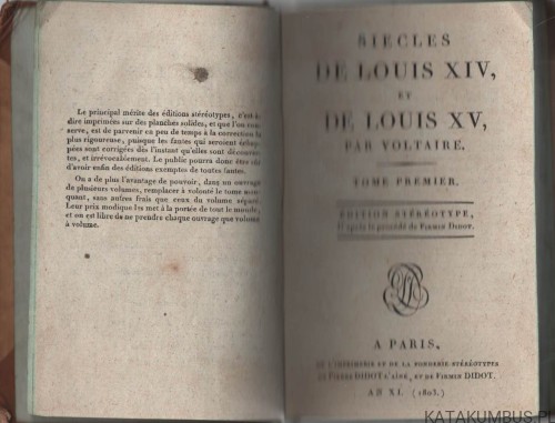 Siecles de Louis XIV et de Louis XV. Tom I. (1803r.) VOLTAIRE