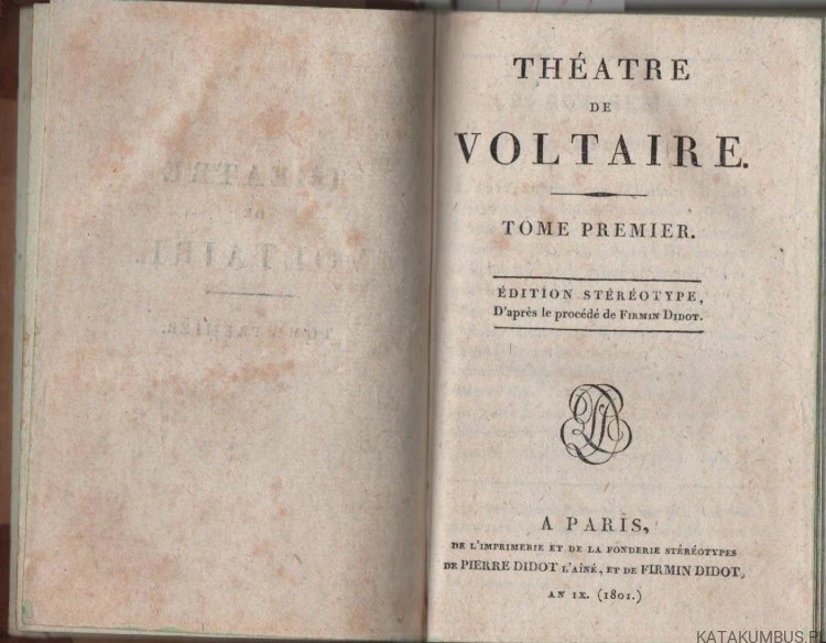 Theatre de Voltaire. Tom I. (1801r.) VOLTAIRE