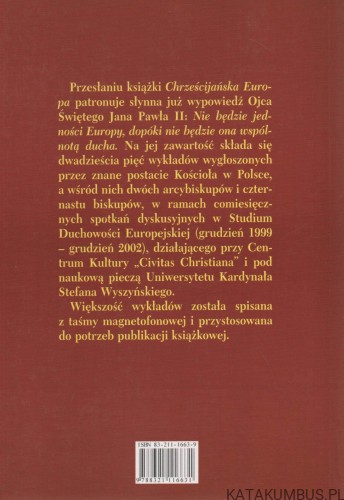 Chrześcijańska Europa. Red. STANISŁAW URBAŃSKI