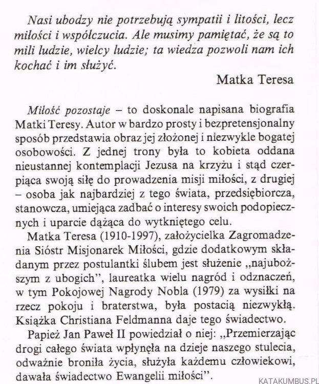 Miłość pozostaje. Życie Matki Teresy z Kalkuty. CHRISTIAN FELDMANN