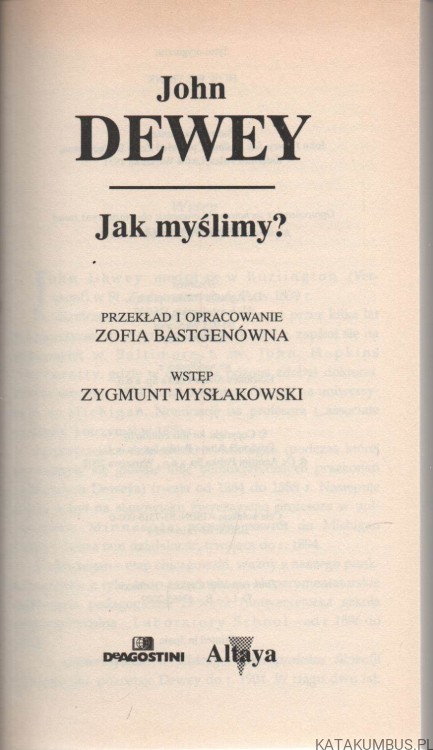 Jak myślimy. JOHN DEWEY