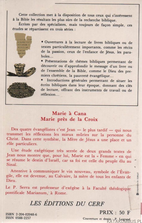 Marie a Cana. Marie pres de la Croix. ARISTIDE SERRA