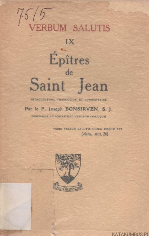 Epitres de Saint Jean. SAINT JEAN