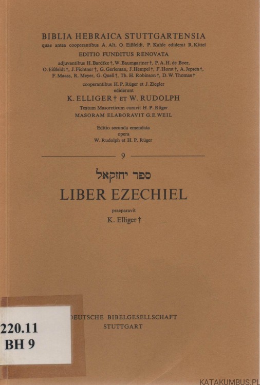 Biblia Hebraica Stuttgartensia. Liber Ezechiel. K. ELLIGER