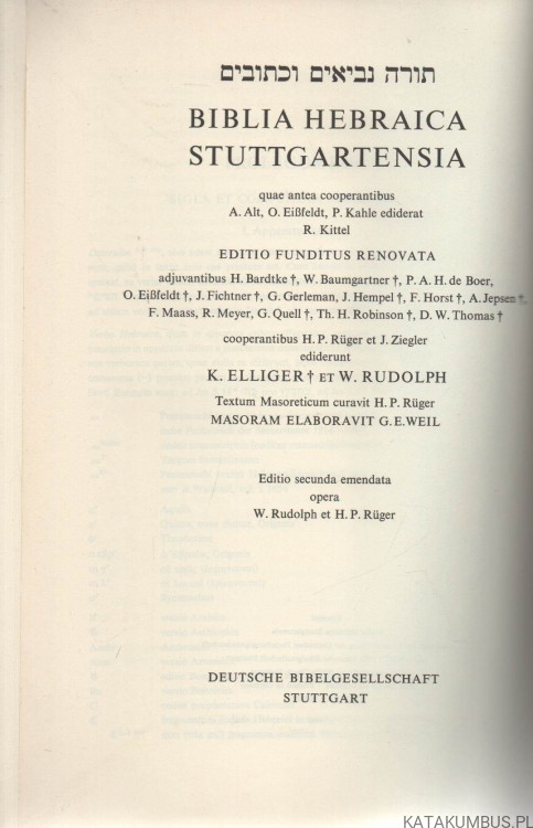 Biblia Hebraica Stuttgartensia. Liber Ezechiel. K. ELLIGER