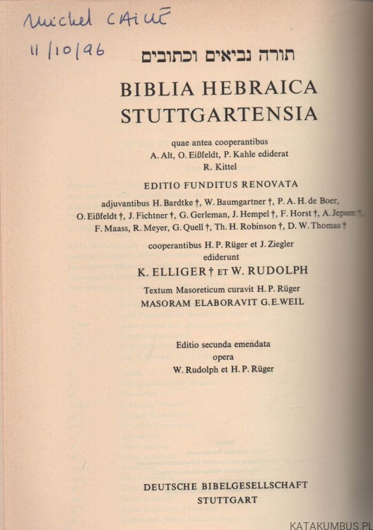 Biblia Hebraica Stuttgartensia. Liber Regum. A. JEPSEN