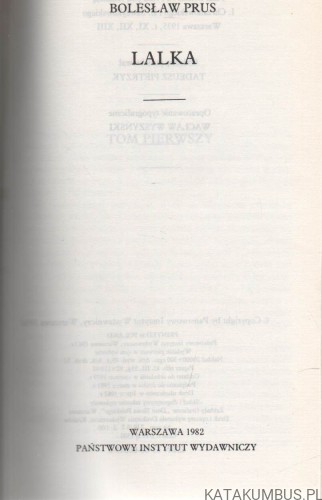 Pisma wybrane. T. IV. Lalka. BOLESŁAW PRUS