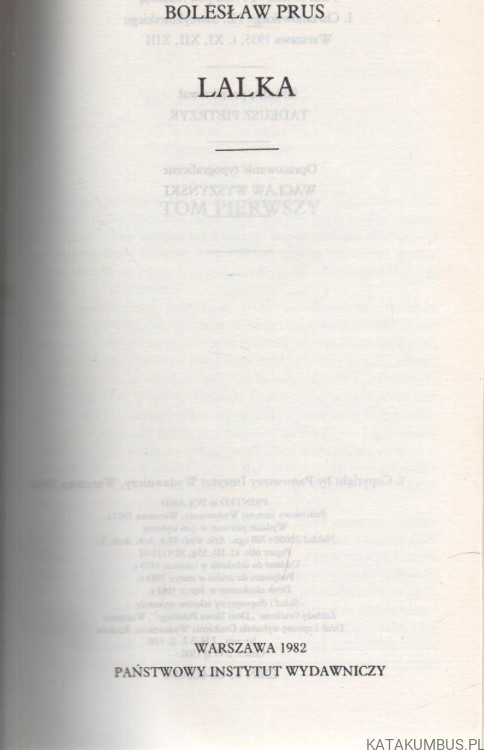 Pisma wybrane. T. IV. Lalka. BOLESŁAW PRUS