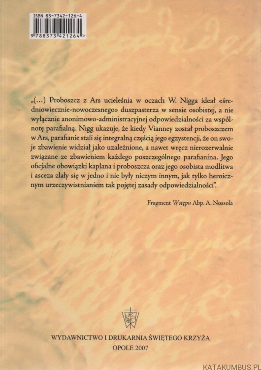 Jan Maria Vianney święty proboszcz z Ars. WALTER NIGG