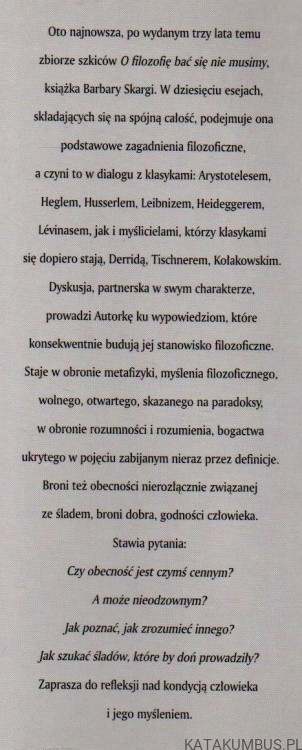 Ślad i obecność. BARBARA SKARGA