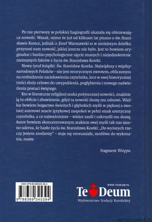 Św. Stanisław Kostka. ks. JÓZEF WARSZAWSKI SJ
