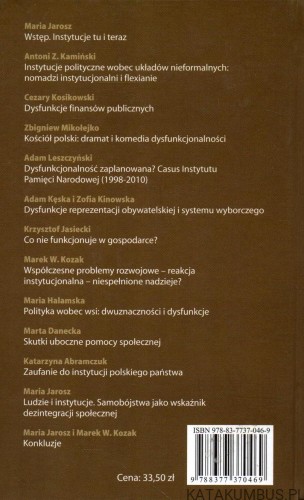 Instytucje: konflikty i dysfunkcje. PRACA ZBIOROWA