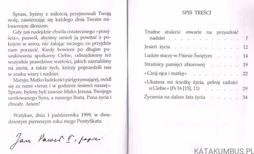 List Ojca Świętego Jana Pawła II do osób w podeszłym wieku. JAN PAWEŁ II