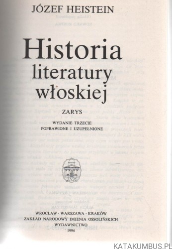 Historia literatury włoskiej. JÓZEF HEISTEIN