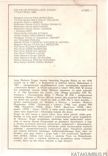 Dwór. ISAAC BASHEVIS SINGER.