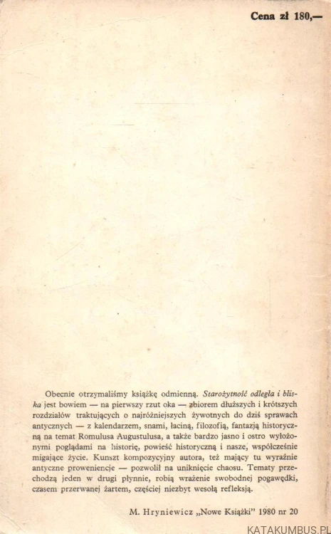 Starożytność odległa i bliska. ALEKSANDER KRAWCZUK