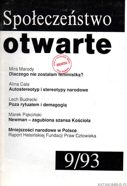 Społeczeństwo otwarte. 9/93. PRACA ZBIOROWA