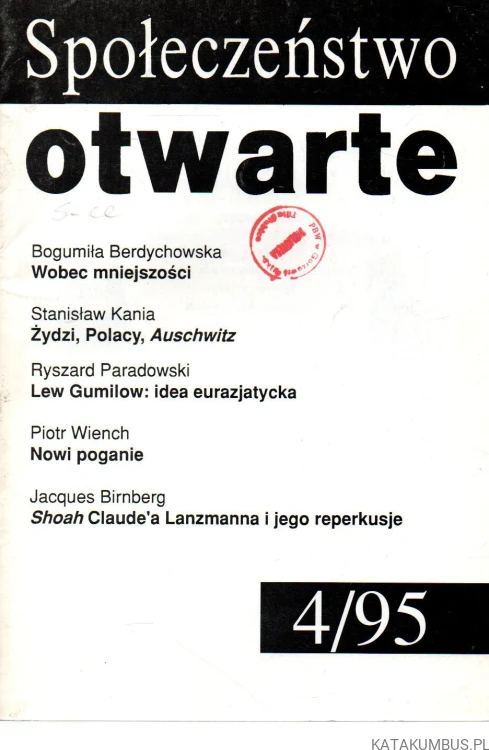 Społeczeństwo otwarte. 4/95. PRACA ZBIOROWA