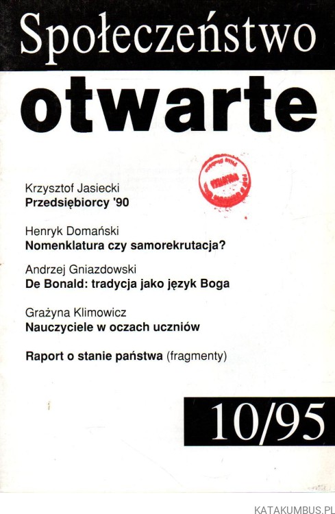 Społeczeństwo otwarte. 10/95. PRACA ZBIOROWA
