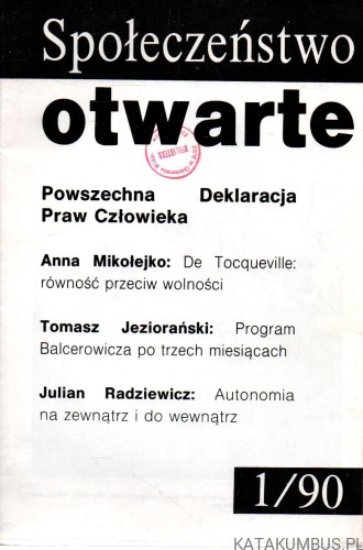 Społeczeństwo otwarte. 1/90. PRACA ZBIOROWA